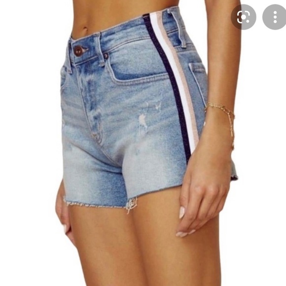 Pistola High Rise Cutoff Denim Shorts with Side Stripe: SIZE 26 - Picture 3 of 5